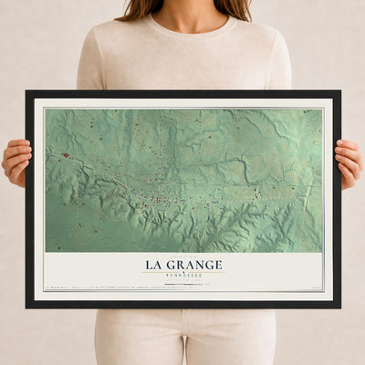 Map of La Grange, Tennessee, 12 x 18 inch print in a black wood frame