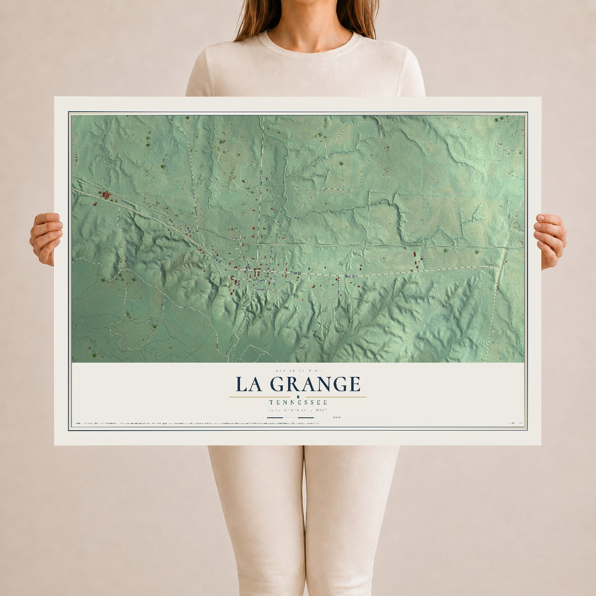Map of La Grange, Tennessee, 24 x 36 inch unframed archival matte print