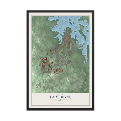 Map of La Vergne, Tennessee, 12 x 18 inch print in a black wood frame