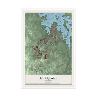 Map of La Vergne, Tennessee, 12 x 18 inch print in a white wood frame