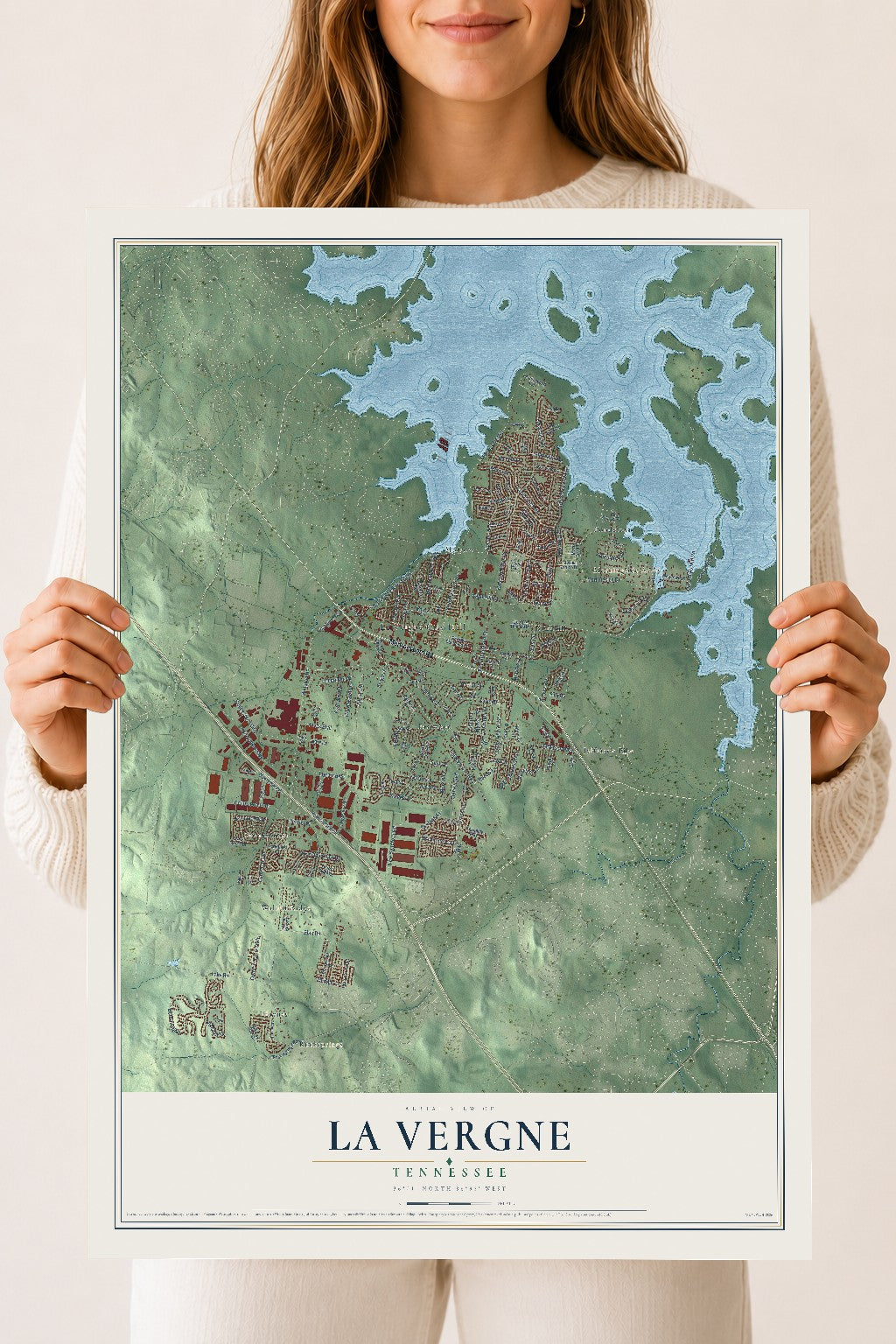 Map of La Vergne, Tennessee, 18 x 24 inch unframed archival matte print