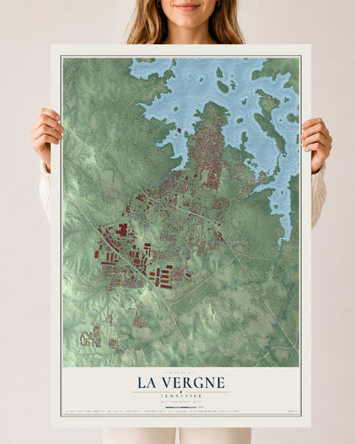 Map of La Vergne, Tennessee, 24 x 36 inch unframed archival matte print