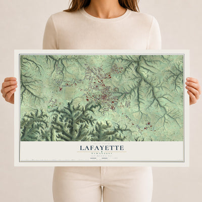 Map of Lafayette, Tennessee, 12 x 18 inch unframed archival matte print