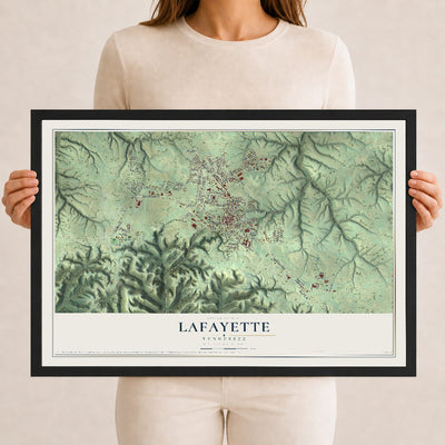 Map of Lafayette, Tennessee, 12 x 18 inch print in a black wood frame