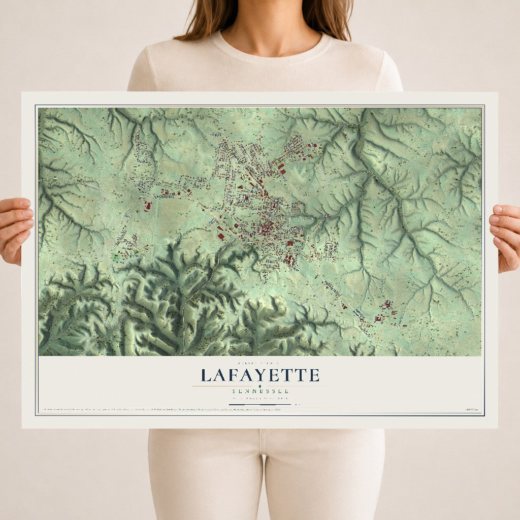 Map of Lafayette, Tennessee, 18 x 24 inch unframed archival matte print