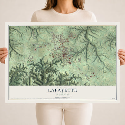 Map of Lafayette, Tennessee, 18 x 24 inch unframed archival matte print