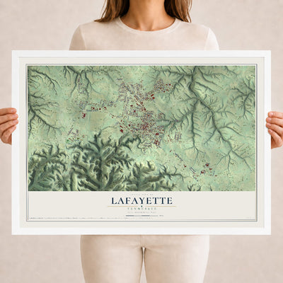 Map of Lafayette, Tennessee, 18 x 24 inch print in a white wood frame