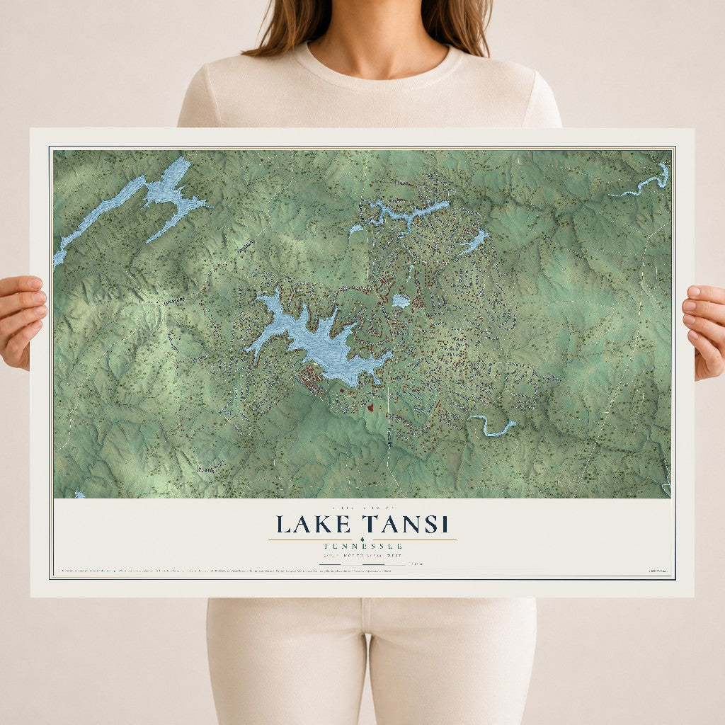Map of Lake Tansi, Tennessee, 18 x 24 inch unframed archival matte print