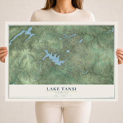 Map of Lake Tansi, Tennessee, 18 x 24 inch unframed archival matte print