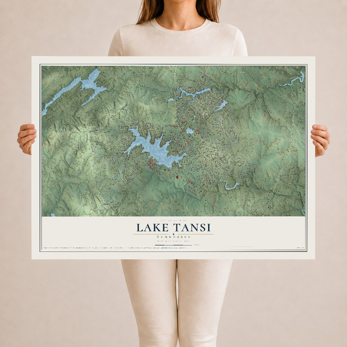 Map of Lake Tansi, Tennessee, 24 x 36 inch unframed archival matte print