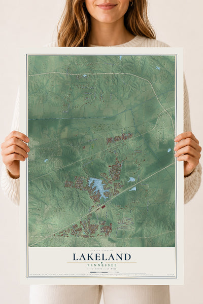 Map of Lakeland, Tennessee, 18 x 24 inch unframed archival matte print