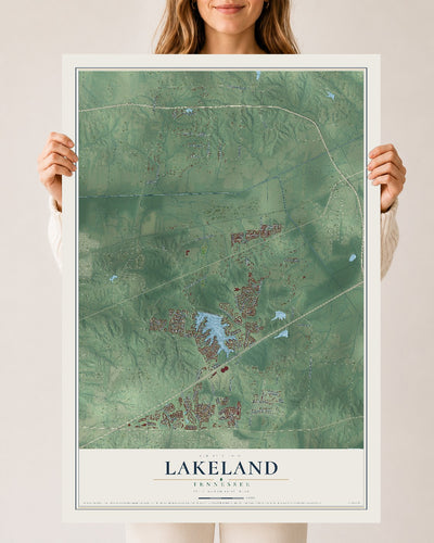 Map of Lakeland, Tennessee, 24 x 36 inch unframed archival matte print