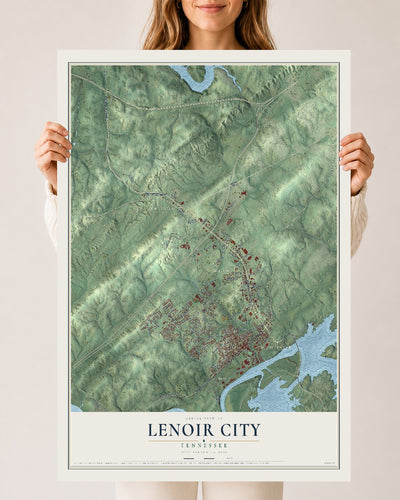 Map of Lenoir City, Tennessee, 24 x 36 inch unframed archival matte print