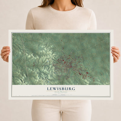 Map of Lewisburg, Tennessee, 12 x 18 inch unframed archival matte print