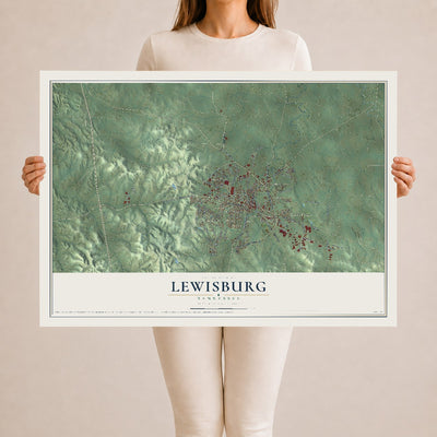Map of Lewisburg, Tennessee, 24 x 36 inch unframed archival matte print