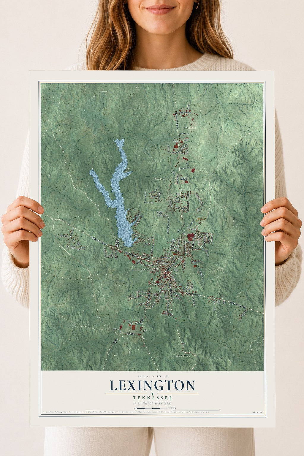 Map of Lexington, Tennessee, 18 x 24 inch unframed archival matte print