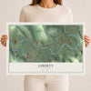 Map of Liberty, Tennessee, 12 x 18 inch unframed archival matte print