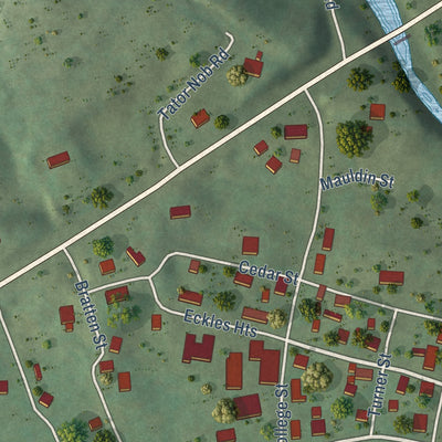 Close-up of the map of Liberty, Tennessee print showing street and building detail