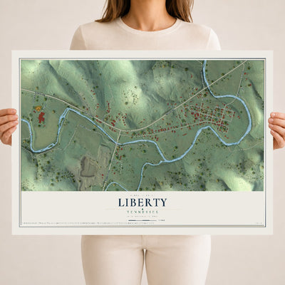 Map of Liberty, Tennessee, 18 x 24 inch unframed archival matte print