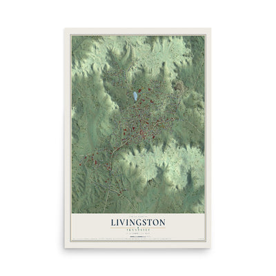 Map of Livingston, Tennessee, 12 x 18 inch unframed archival matte print