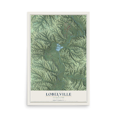 Map of Lobelville, Tennessee, 12 x 18 inch unframed archival matte print