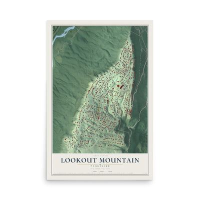 Map of Lookout Mountain, Tennessee, 12 x 18 inch unframed archival matte print