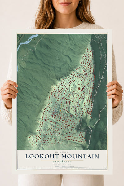 Map of Lookout Mountain, Tennessee, 18 x 24 inch unframed archival matte print