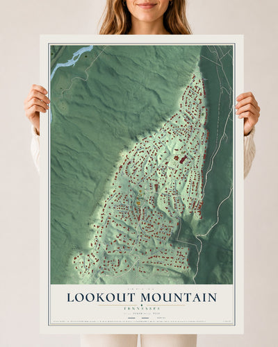 Map of Lookout Mountain, Tennessee, 24 x 36 inch unframed archival matte print