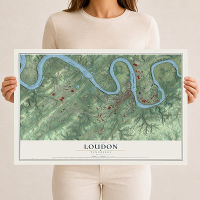 Map of Loudon, Tennessee, 12 x 18 inch unframed archival matte print