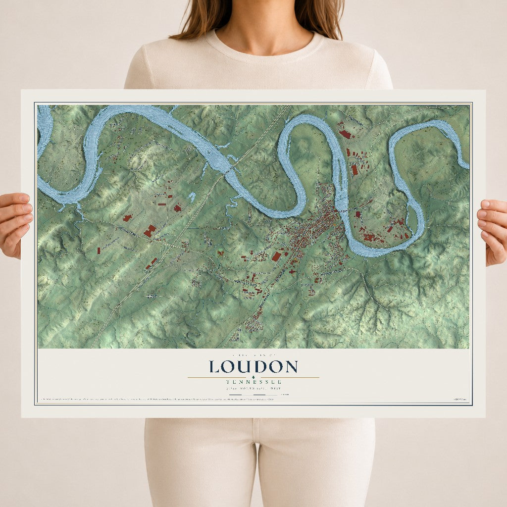 Map of Loudon, Tennessee, 18 x 24 inch unframed archival matte print