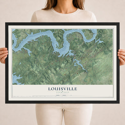 Map of Louisville, Tennessee, 18 x 24 inch print in a black wood frame