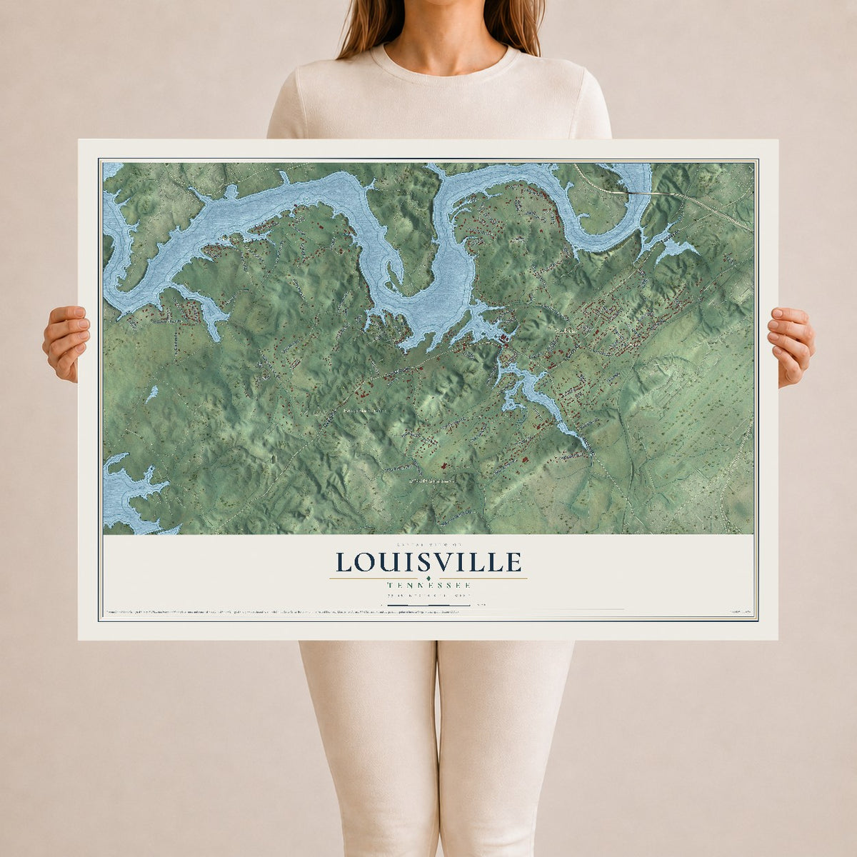 Map of Louisville, Tennessee, 24 x 36 inch unframed archival matte print