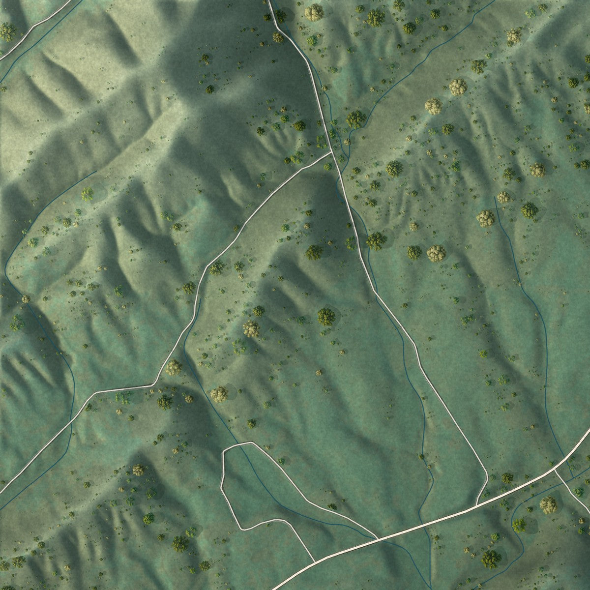 Second close-up of the map of Luttrell, Tennessee print showing more streets and buildings