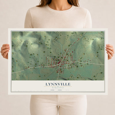 Map of Lynnville, Tennessee, 12 x 18 inch unframed archival matte print