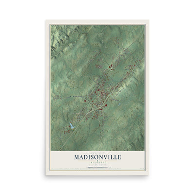 Map of Madisonville, Tennessee, 12 x 18 inch unframed archival matte print