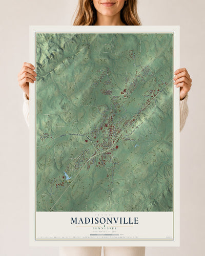 Map of Madisonville, Tennessee, 24 x 36 inch unframed archival matte print