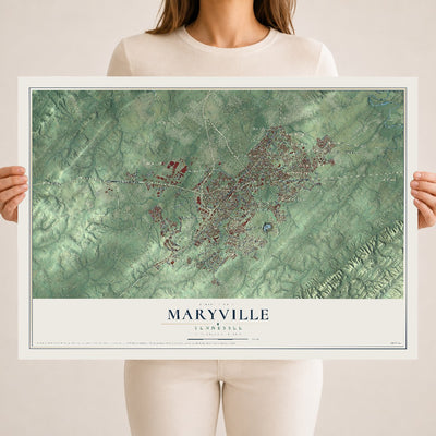 Map of Maryville, Tennessee, 18 x 24 inch unframed archival matte print