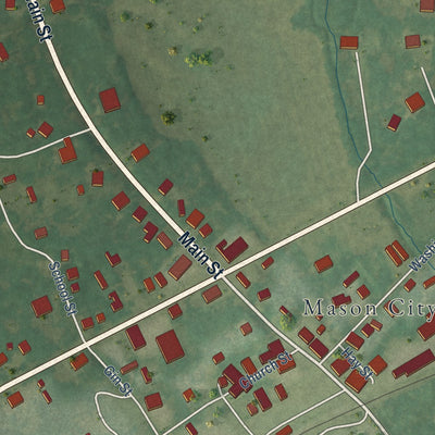 Close-up of the map of Mason, Tennessee print showing street and building detail