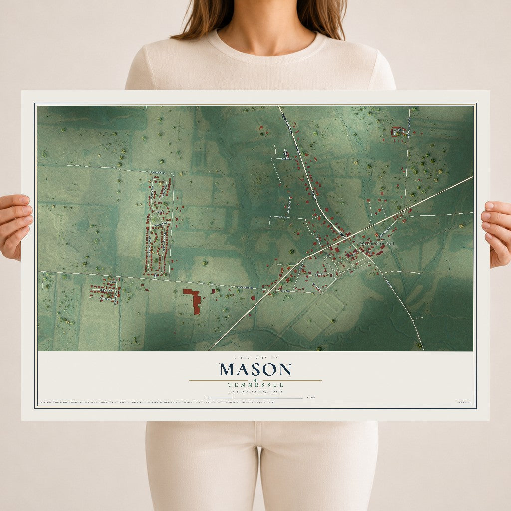 Map of Mason, Tennessee, 18 x 24 inch unframed archival matte print