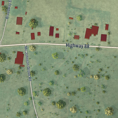 Second close-up of the map of Maury City, Tennessee print showing more streets and buildings