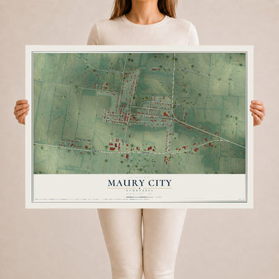Map of Maury City, Tennessee, 24 x 36 inch unframed archival matte print