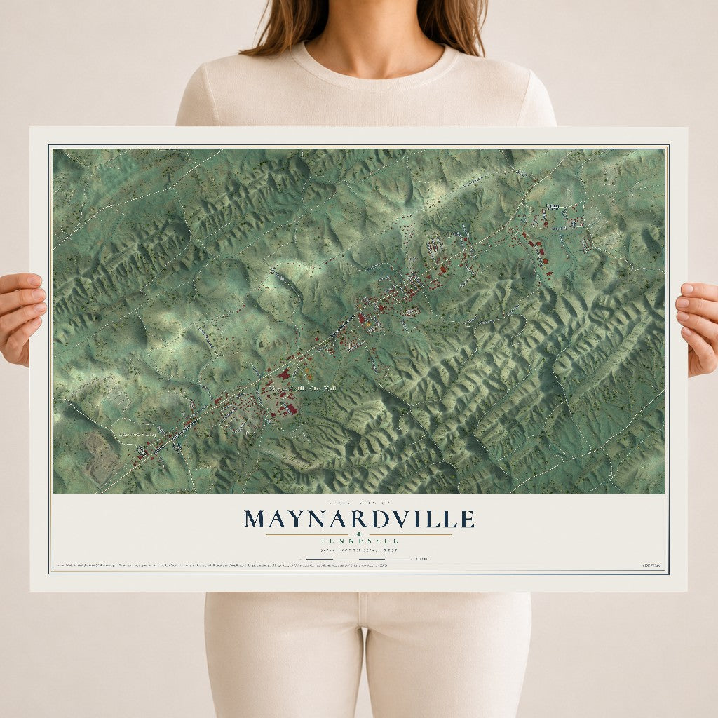 Map of Maynardville, Tennessee, 18 x 24 inch unframed archival matte print