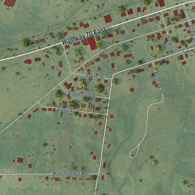 Second close-up of the map of McEwen, Tennessee print showing more streets and buildings