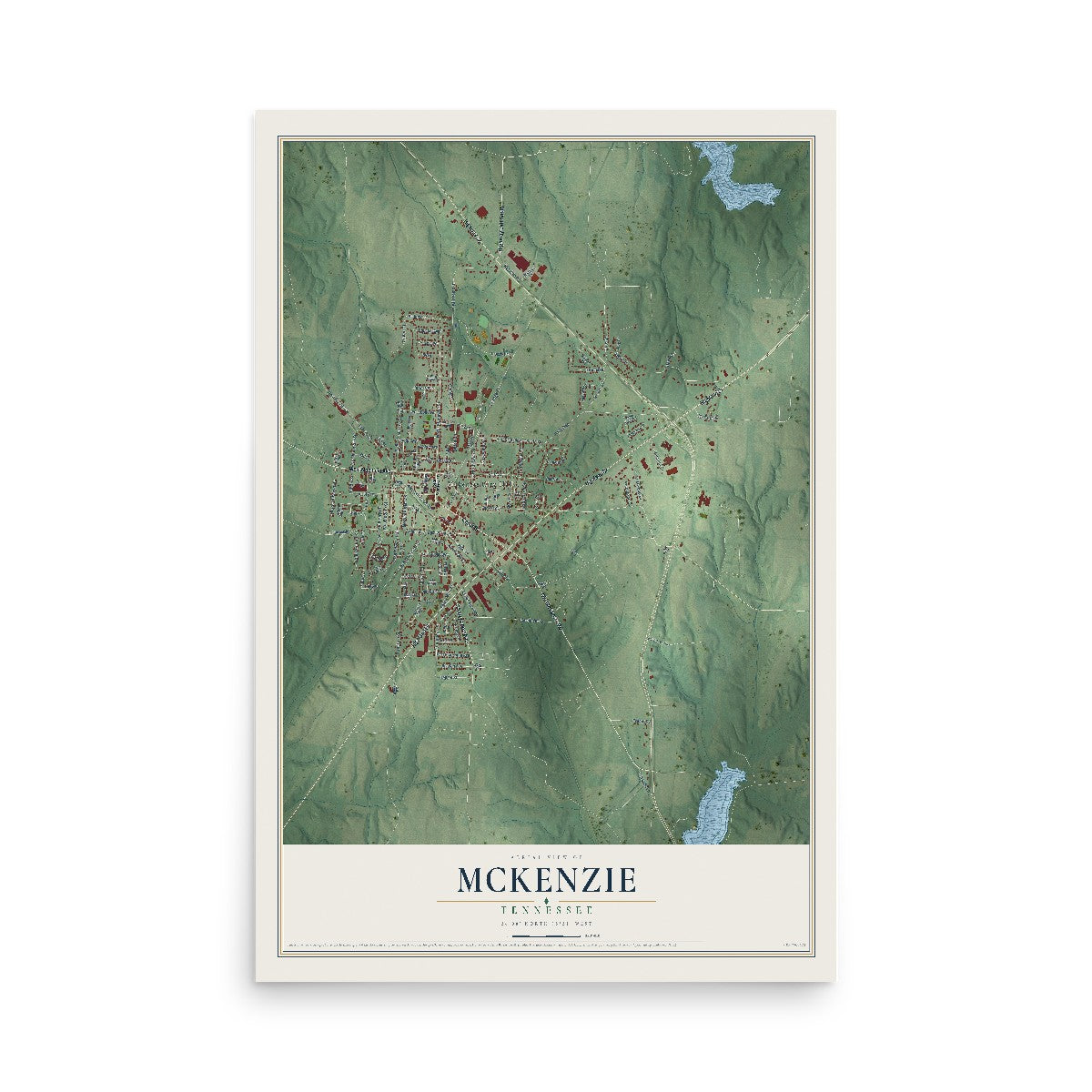 Map of McKenzie, Tennessee, 12 x 18 inch unframed archival matte print