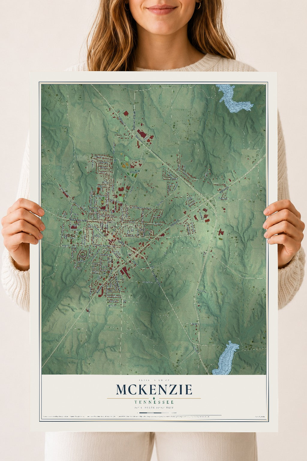 Map of McKenzie, Tennessee, 18 x 24 inch unframed archival matte print