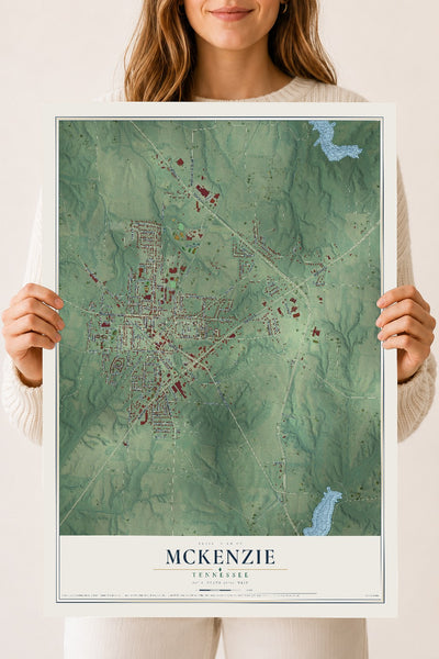 Map of McKenzie, Tennessee, 18 x 24 inch unframed archival matte print