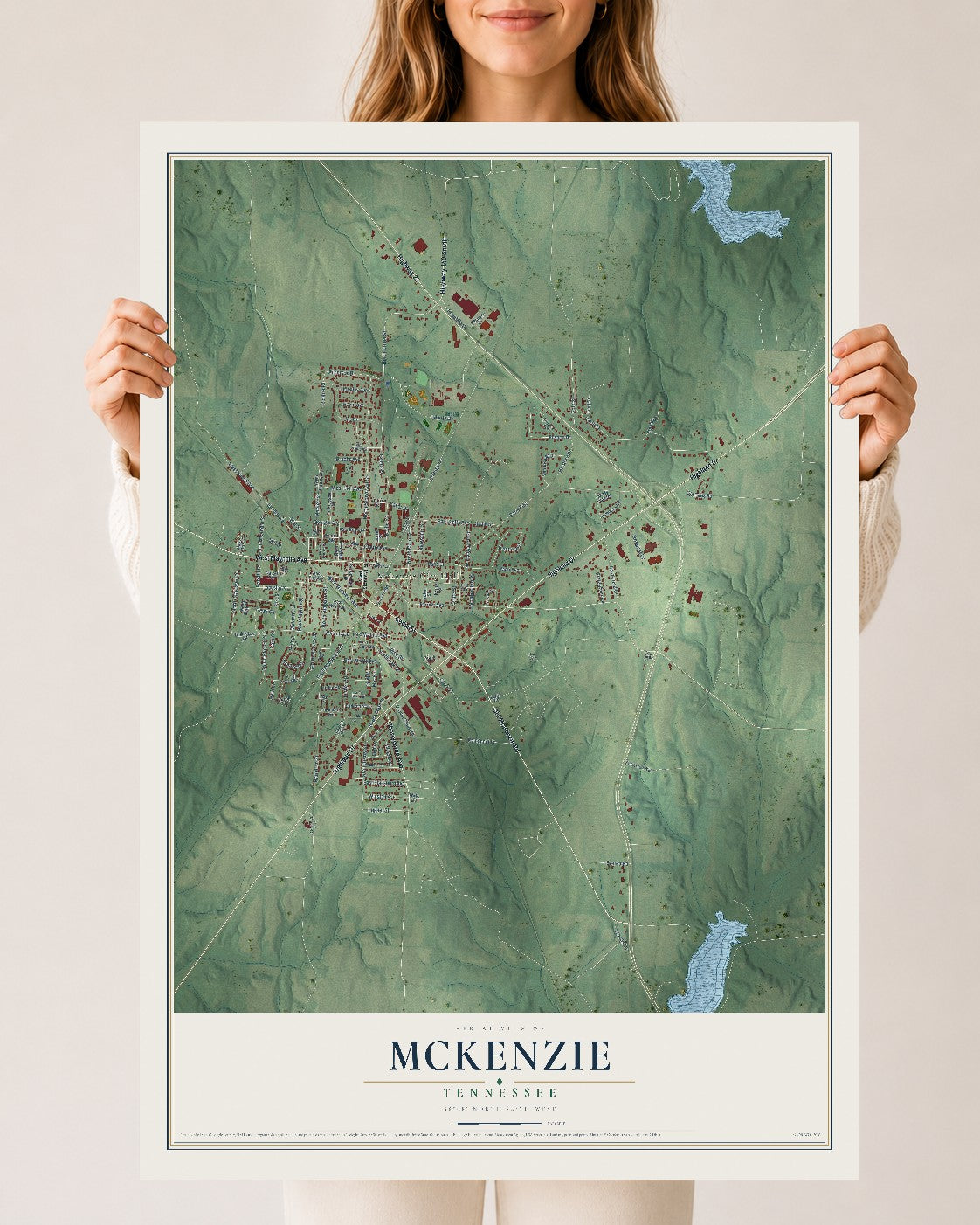 Map of McKenzie, Tennessee, 24 x 36 inch unframed archival matte print