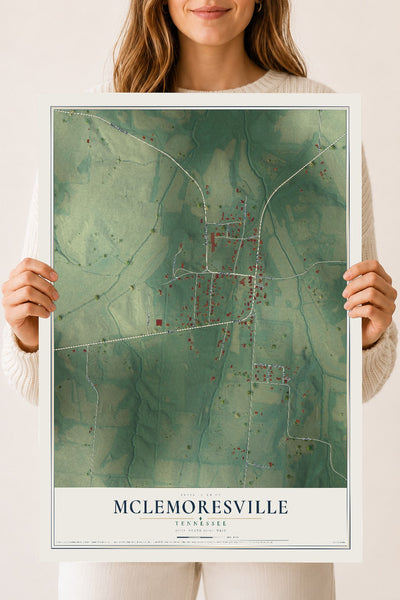 Map of McLemoresville, Tennessee, 18 x 24 inch unframed archival matte print