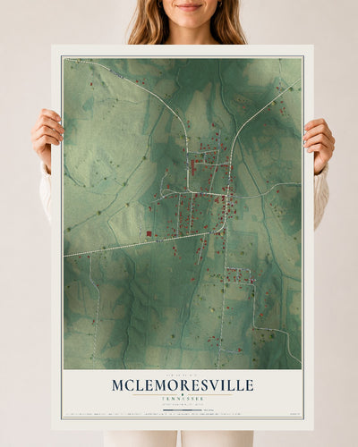 Map of McLemoresville, Tennessee, 24 x 36 inch unframed archival matte print