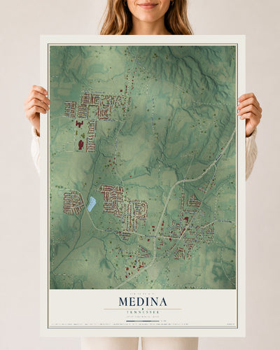 Map of Medina, Tennessee, 24 x 36 inch unframed archival matte print
